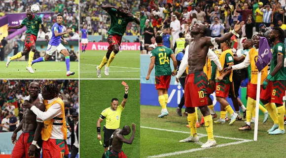 Watch video: Cameron's historic goal-scorer Aboubakar red card vs Brazil Tamil News