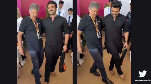 Anand Mahindra, Anand Mahindra tweets, ஆனந்த் மஹிந்திரா, நாட்டு நாட்டு, ராம் சரண், ஆனந்த் மஹிந்திரா டான்ஸ் வீடியோ, Ram Charan, Anand Mahindra and Ram Charan Naatu Naatu, Hyderabad E-Prix, Tamil indian express