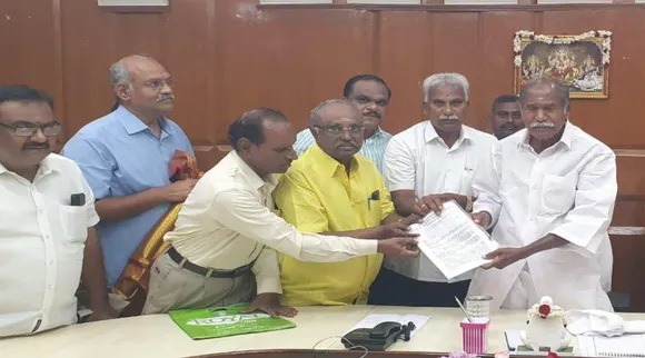 Pharma production companies petition gives to Puducherry CM Rangasamy about license