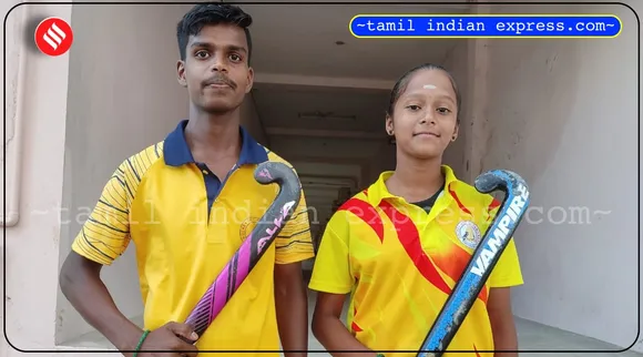 Hockey, HUTN Junior men captain Srinivasan and women player kanimozhi interview in tamil