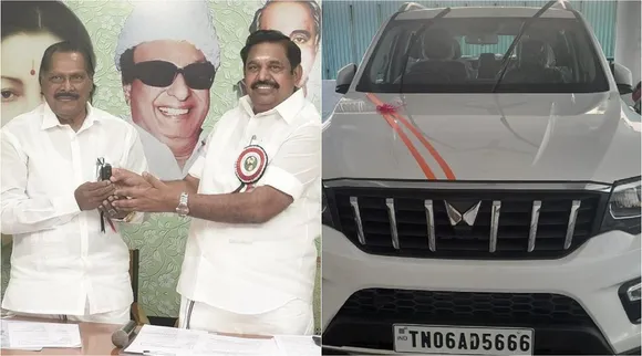 Edappadi K Palaniswami presents New Mahindra Scorpio car to Tamil Magan Hussain, AIADMK, Edappadi K Palaniswami, New Mahindra Scorpio car, Tamil Magan Hussain, நாஞ்சில் சம்பத்துக்கு அப்புறம் ஸ்கார்பியோ கார்: தமிழ் மகன் உசேனுக்கு அடித்த லக்! - Edappadi K Palaniswami, Nanjil Sambath