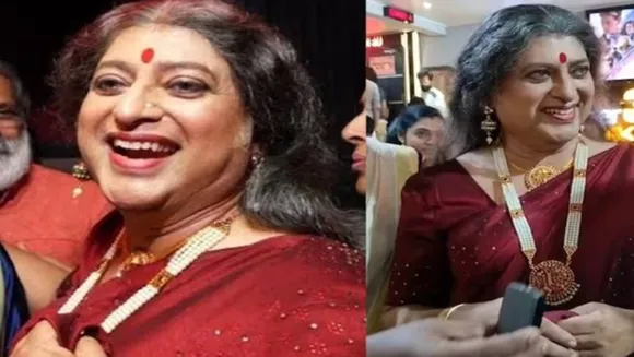 Rajasenan visits theatre wearing saree