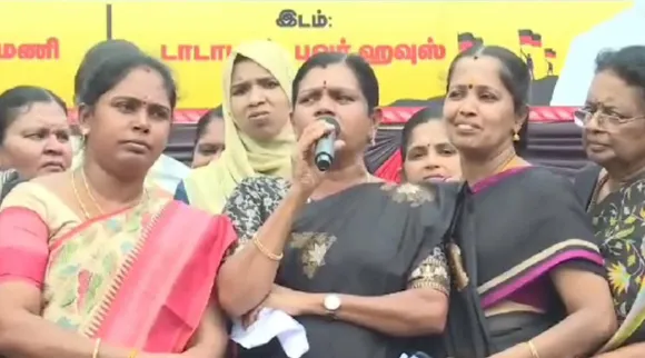 DMK women wing, Vanathi Srinivasan, BJP, Tamil nadu, DMK women wing protest against Manipur violence, Manipur Violence, Vanathi Srinivasan's controversy speech on DMK cadres, அனுப்பி வைக்கிறதே நாங்கதாம்மா திமுக மகளிர் அணி நிர்வாகி, வானதி சீனிவாசன் பேச்சுக்கு தி.மு.க மகளிர் அணி நிர்வாகி பதிலடி, DMK women wing functionary, Vanathi Srinivasan, Vanathi Srinivasan's controversy speech on DMK cadres
