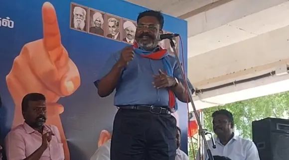 Rajinikanth, Yogi Adityanath, Thirumavalavan attacks Rajinikanth, Rajinikanth touching Yogi Adhithyanath's feets, Thirumavalavan Criticism Rajinikanth, VCK, Thirumavalavan, நடிகர் ரஜினிகாந்த், யோகி ஆதித்யநாத், விசிக, திருமாவளவன், விமர்சனம், யோகி ஆதித்யநாத் காலில் விழுந்த ரஜினி, நல்லவேளை கட்சி ஆரம்பித்து முதல்வர் ஆகவில்லை, திருமா விமர்சனம், Thirumavalavan attacks Rajinikanth for he touching Yogi Adhithyanath's feets