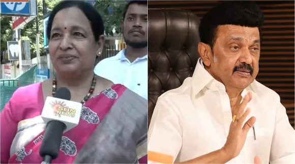 AMMK spokesperson CR Saraswathy meets CM MK Stalin at Road, CR Saraswathy meets CM MK Stalin, CR Saraswathy, CM MK Stalin, AMMK, காரில் இருந்து இறங்கி வந்து நலம் விசாரித்த ஸ்டாலின், அ.ம.மு.க சி.ஆர். சரஸ்வதி நெகிழ்ச்சி, AMMK spokesperson CR Saraswathy, MK Stalin
