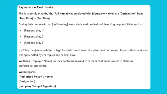 work experience certificate word format free download
