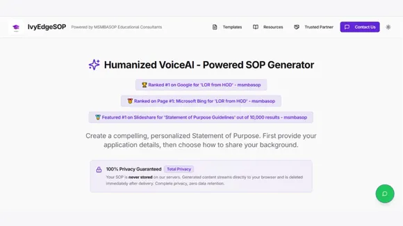 IvyEdgeSOP Revolutionizes SOP Writing for Indian Students with AI - Powered platform