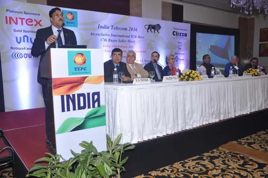 Shri J.S. Deepak Secretary Telecom and Chairman of TEPC speaking at the India Telecom meet th International Buyer Seller meet