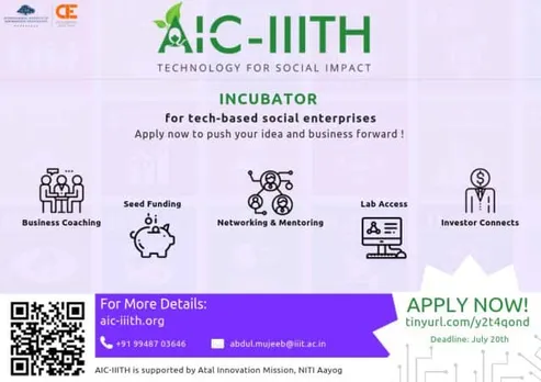 AIC-IIITH is inviting applications for the first cohort of its AIC-IIITH Incubation Program from startups that have a prototype of their tech-based product.
