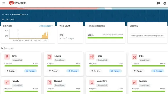 Reverie-Anuvadak-dashboard