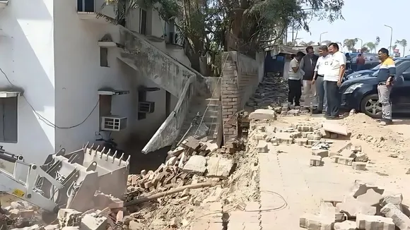 About 20 feet long wall of RR department collapsed