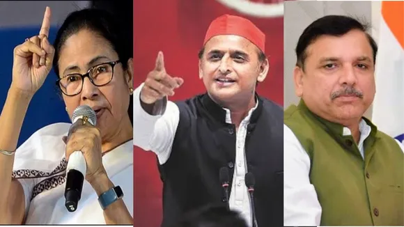 ममता बनर्जी (टीएमसी), अखिलेश यादव (सपा) और संजय सिंह (आप)