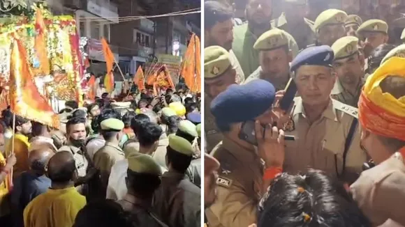 कानपुर में मेस्‍टन रोड पर शोभायात्रा में माहौल ब‍िगडते बचा।