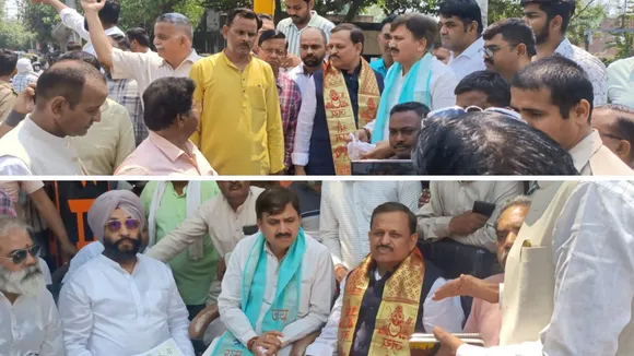 लीवेटेड रोड के लिए जरीबचौकी इलाके में निरीक्षण करते सांसद रमेश अवस्थी (ऊपर), लोगों से उनकी समस्याओं की जानकारी लेते सांसद (नीचे)।