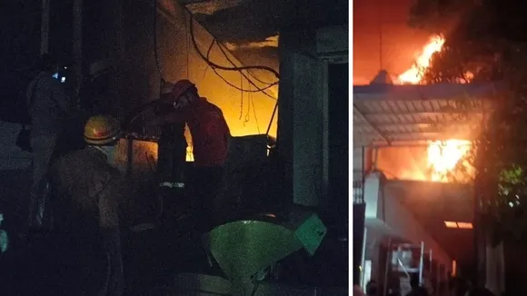 कानपुर के फजलगंज स्थित इंडस्ट्रियल एरिया में आग लगी। 