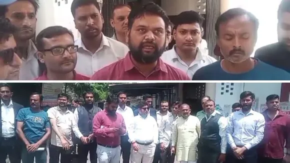 बंगाल की हिंसा पर प्रदर्शन करते आजाद सनातन सम्मान रक्षा समिति के लोग।  