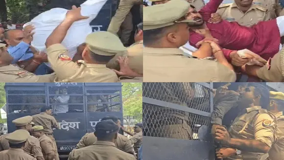 AAP protests against ban Phule film