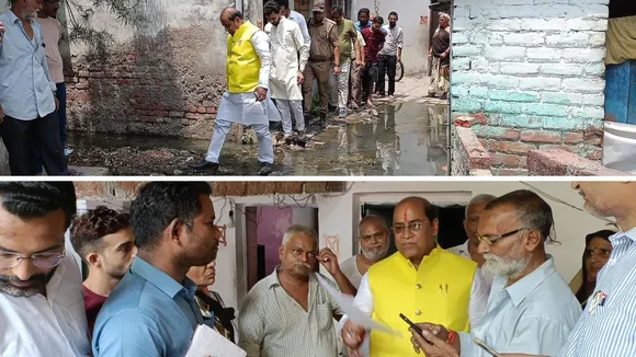 तालाब का निरीक्षण करते और अधिकारियों को निर्देश देते विधायक सुरेंद्र मैथानी।
