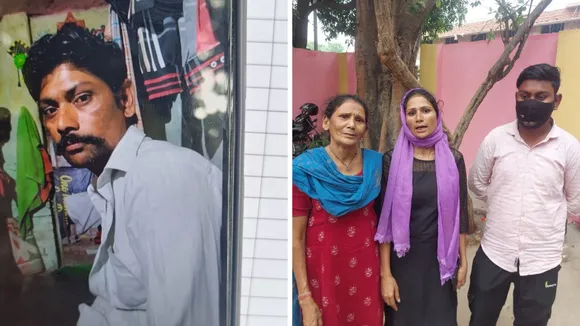 मृतक सोनू का फाइल फोटो और पोस्टमार्टम हाउस में दुखी परिजन।