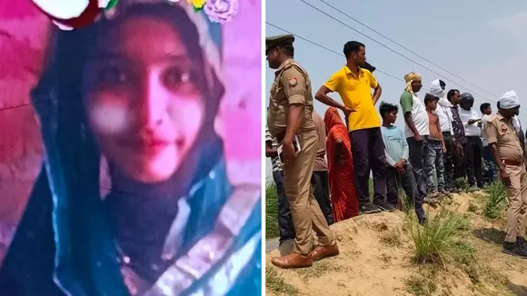 सोनम की फाइल फोटो और हादसे के बाद मौके पर लगी लोगों की भीड़।