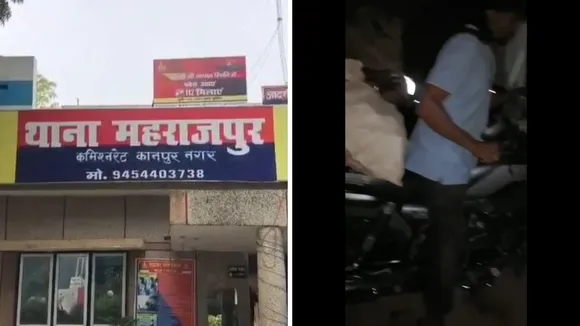 थाना महाराजपुर और बाइक पर लदी शराब।