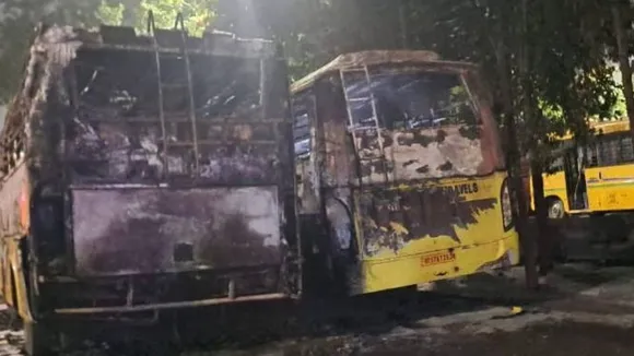 Two buses caught fire in Transport Nagar, Noida, one person burnt to death