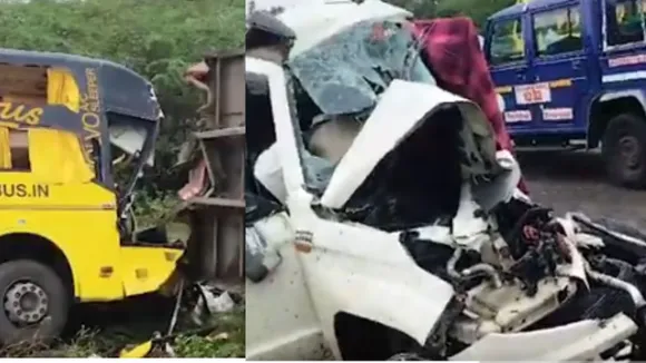 Bus and SUV collide