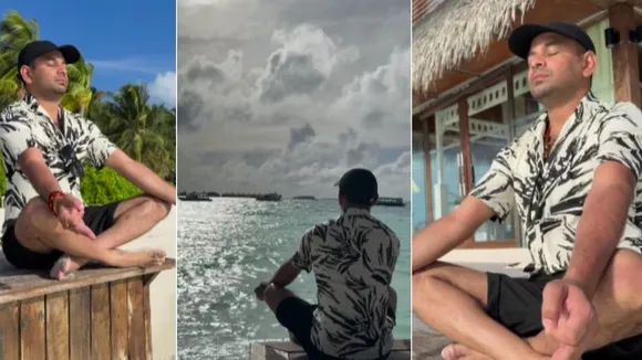 Tej Pratap Yadav meditating in Maldives