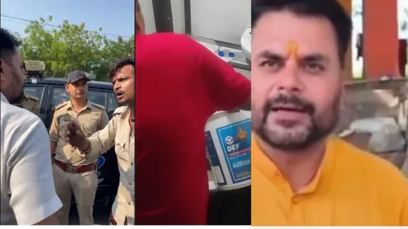 पुलिस के आगे सफाई देता बस का आरोपी ड्राइवर, बच्चे से साफ कराया गया टॉयलेट और घटना की जानकारी देता बच्चे का पिता।