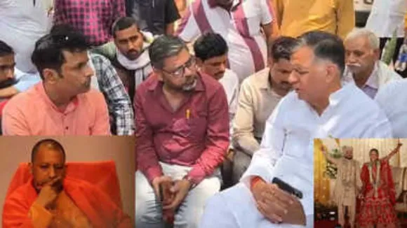 शुभम के परिजनों के साथ विधानसभा अध्यक्ष सतीश महाना की फाइल फोटो।