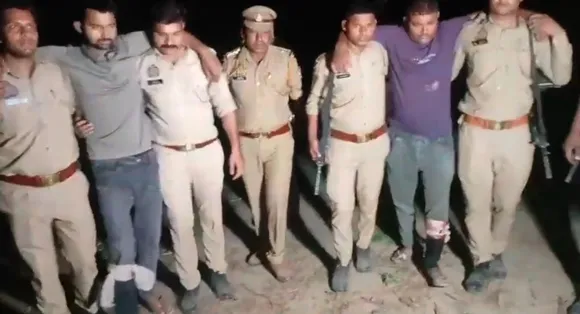  गौवध के दो शातिर आरोपियों को मुठभेड़ मे  गिरफ्तार  