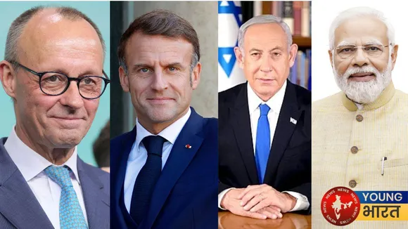 Friedrich Merz, Emmanuel Macron, PM Netanyahu, PM Modi 