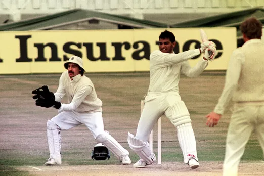Mohammad Azharuddin smashes one, England v India, 2nd Test, Old Trafford, 4th day, August 13, 1990