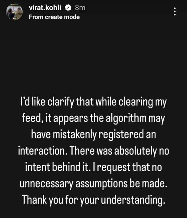 Virat Kohli Instagram Story 2352