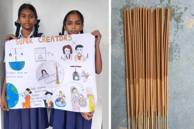 Santhiya and Anushka study in Kongamangalam Panchayat Union School
