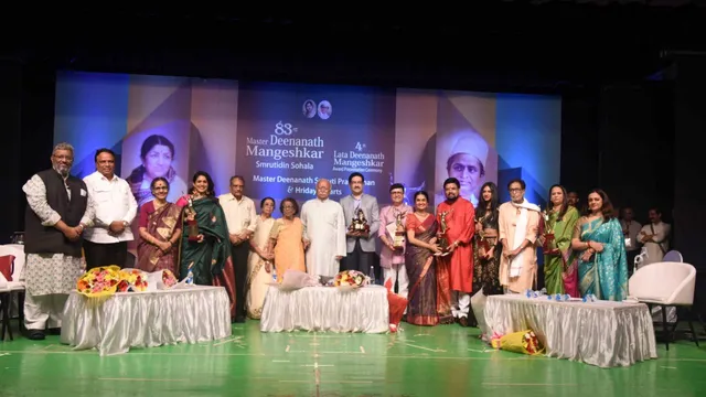 "Lata Deenanath Mangeshkar highest honour" awarded to Kumar Mangalam Birla, while Master Deenanath Mangeshkar Puraskar awards for Shraddha Kapoor, Sunil Shetty, Sonali Kulkarni by Chaitanya Padukone