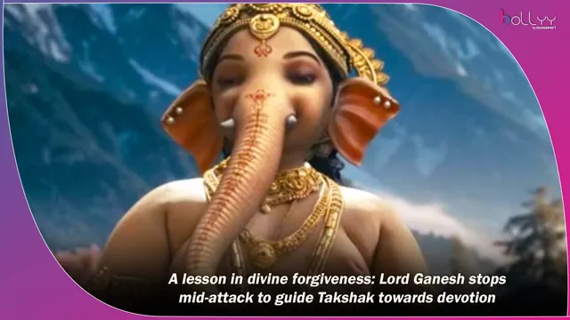 A lesson in divine forgiveness: Lord Ganesh stops mid-attack to guide Takshak towards devotion
