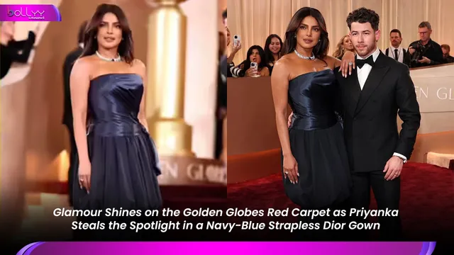 Glamour Shines on the Golden Globes Red Carpet as Priyanka Steals the Spotlight in a Navy-Blue Strapless Dior Gown