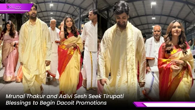 Mrunal Thakur and Adivi Sesh Seek Tirupati Blessings to Begin Dacoit Promotions