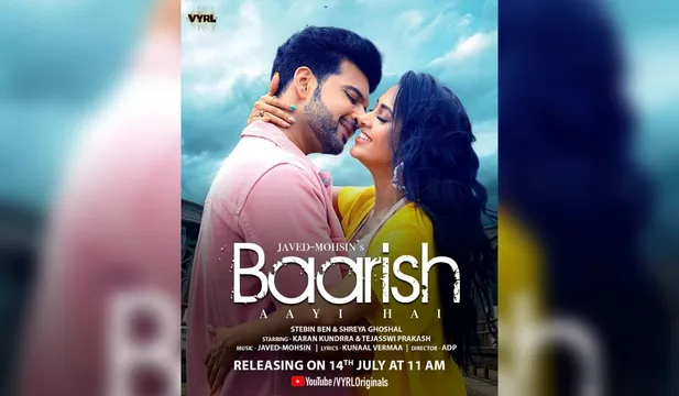 It's official. Tejasswi Prakash and Karan Kundrra unveiled the poster of their upcoming music video "Baarish Aayi Hai" with VYRL Originals