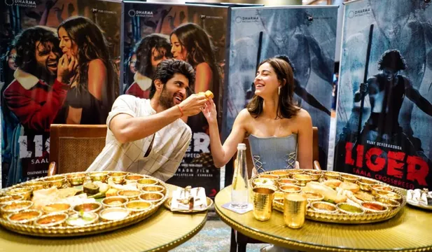 Vijay Deverakonda and Ananya Panday relish Gujarati thali while promoting their film in Ahmedabad today!