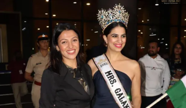 Capt. Chahat Dalal comes home to dhol beats after marking the history of being the first Indian to be crowned as Mrs. Galaxy 2023.