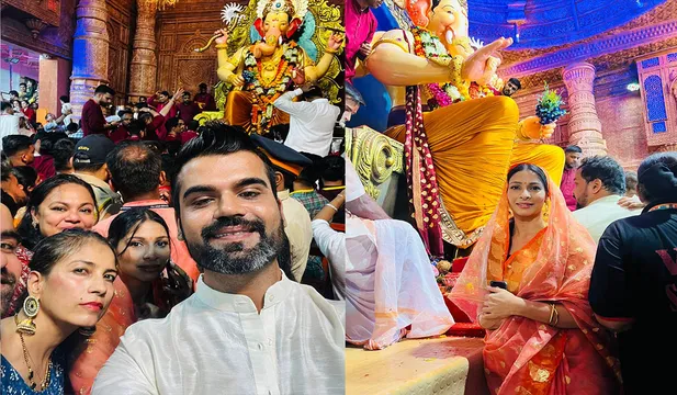 Tanishaa Mukerji looked graciously beautiful as she reached Lalbaughcha Raja for Darshan