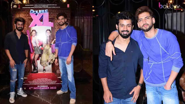 The boys of #DoubleXL were spotted at the T-Series office for the promotions of their upcoming film! Zaheer Iqbal and Mahat Raghavendra look oh so handsome as they were spotted by the paps! 