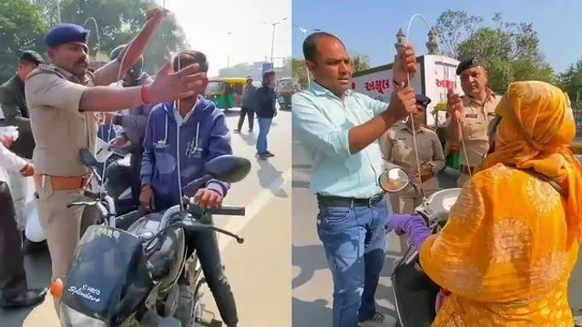 Surat Police take measures to protect motorists from kite strings During Sky War Festival