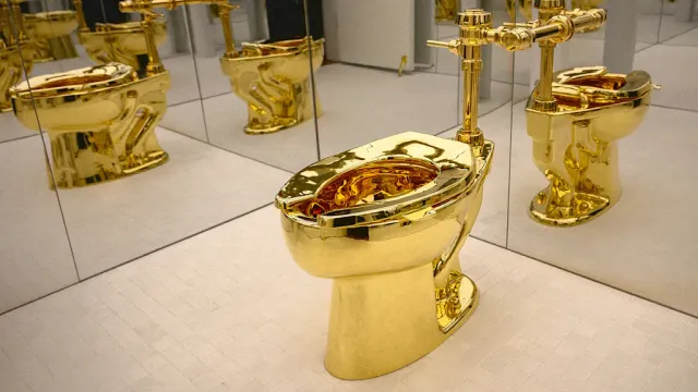 Gold toilet ‘America’ made from 18-karat solid gold and weighing 101 kg