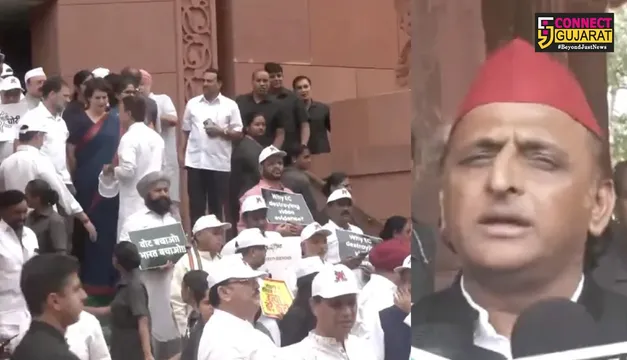 મત ચોરી સામે વિપક્ષનો પગપાળા કૂચ, અખિલેશ યાદવ રાહુલ ગાંધીના સમર્થનમાં નીકળ્યા