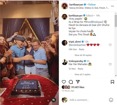 મોસ્ટ અવેટેડ ફિલ્મ ભૂલ ભૂલૈયા 3'નું શૂટિંગ પૂર્ણ, કાર્તિક આર્યને શેર કર્યો વિડીયો