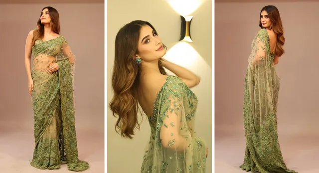 Rasha Thadani In saree: ग्लैमर और ग्रेस का मेल: हरे रंग की साड़ी में राशा थदानी का बेमिसाल लुक