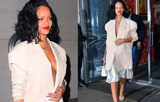 न्यूयॉर्क में नाइट आउट करते हुए स्पॉट हुई रिहाना, 80 दशक को प्रेरित ड्रेस पहन दिखा ग्लैमरस अंदाज